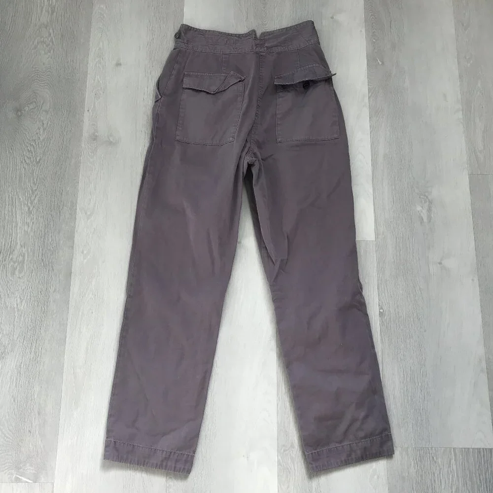 RAG & BONE PURPLE CHINO PANT BUTTON BELT STRAIGHT LEG WOMENS 4